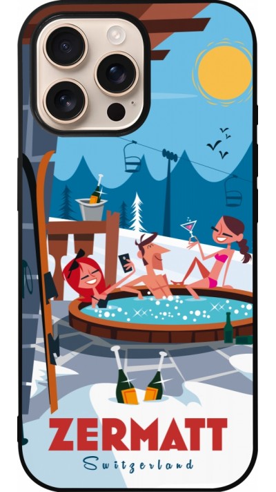 iPhone 16 Pro Max Case Hülle - Silikon schwarz Zermatt Mountain Jacuzzi