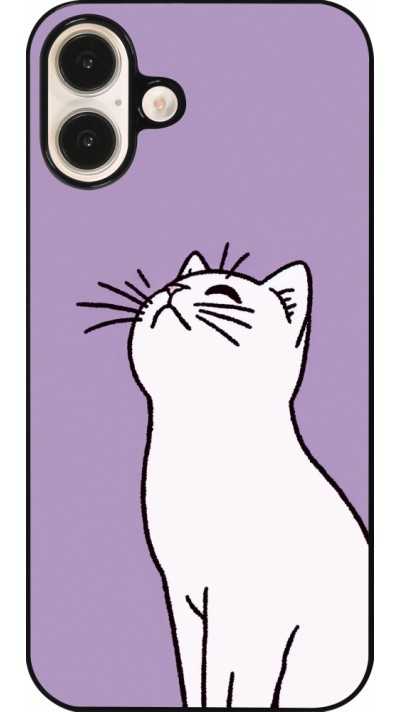 iPhone 16 Plus Case Hülle - Chat auf lila Hintergrund