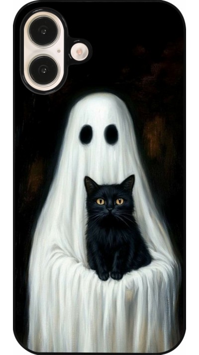 Coque iPhone 16 Plus - Halloween 2025 Ghost with black cat Coque iPhone 16 Plus - Halloween 2025 Ghost with black cat