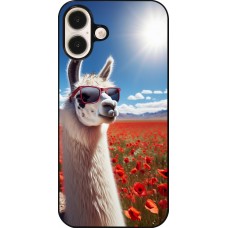 iPhone 16 Plus Case Hülle - Lama Chic in Mohnblume