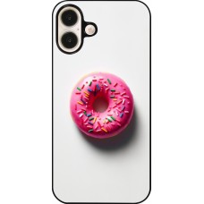 iPhone 16 Plus Case Hülle - Weisser Hintergrund, pinker Donut