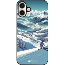iPhone 16 Plus Case Hülle - Snowboarder Berg