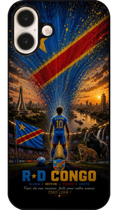 Coque iPhone 16 Plus - Football République démocratique du Congo splash 2026