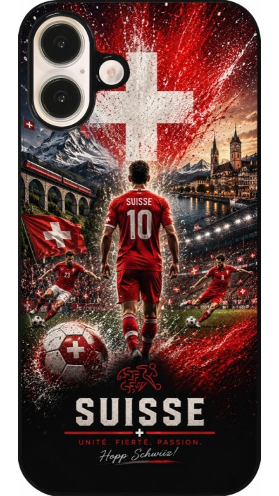 Coque iPhone 16 Plus - Football Suisse splash 2026