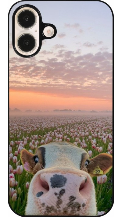 Coque iPhone 16 Plus - Cow with tulips 2026