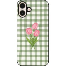 Coque iPhone 16 Plus - Green vichy tulips 2026
