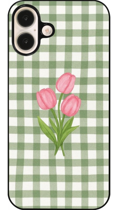 Coque iPhone 16 Plus - Green vichy tulips 2026