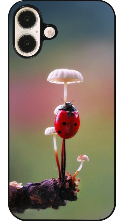 Coque iPhone 16 Plus - Ladybird on a mushroom 2026