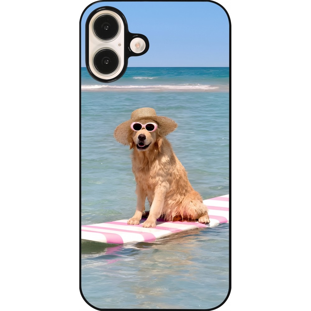 Coque iPhone 16 Plus - Summer Dog on Paddle