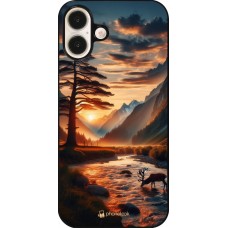 Coque iPhone 16 Plus - Valley Sunset Deer Tree