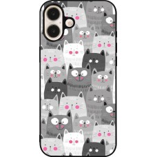 iPhone 16 Plus Case Hülle - Silikon schwarz Katzenschwärme