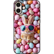 Coque iPhone 16 Plus - Silicone rigide noir Easter 2026 Rabbit fun