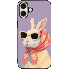 Coque iPhone 16 Plus - Silicone rigide noir Easter 2026 Rabbit with scarf