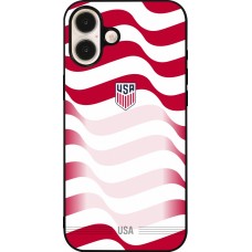 Coque iPhone 16 Plus - Silicone rigide noir Maillot de football États-Unis 2026 personnalisable