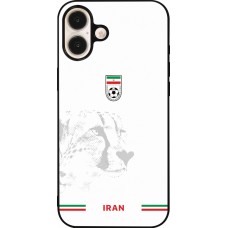 Coque iPhone 16 Plus - Silicone rigide noir Maillot de football Iran 2026 personnalisable