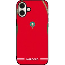 Coque iPhone 16 Plus - Silicone rigide noir Maillot de football Maroc 2026 personnalisable