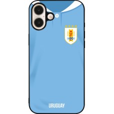 iPhone 16 Plus Case Hülle - Silikon schwarz Uruguay 2022 personalisierbares Fussballtrikot