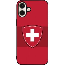 Coque iPhone 16 Plus - Silicone rigide noir Hockey World Championship Ecusson Suisse