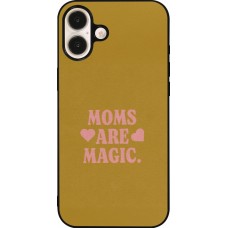 Coque iPhone 16 Plus - Silicone rigide noir Mom 2026 Are Magic