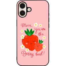 Coque iPhone 16 Plus - Silicone rigide noir Mom 2026 Berry best