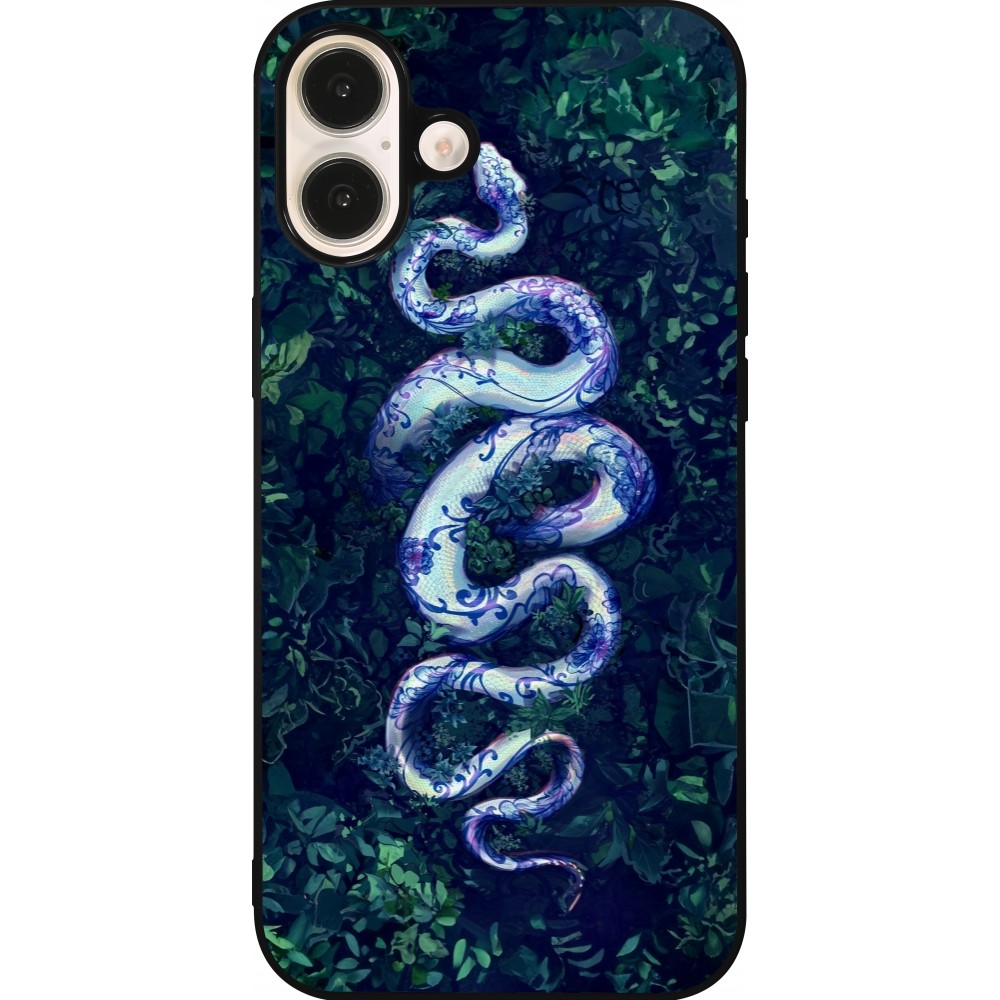 iPhone 16 Plus Case Hülle - Silikon schwarz Snake Blue Anaconda