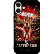 Coque iPhone 16 Plus - Silicone rigide noir Football Autriche splash 2026