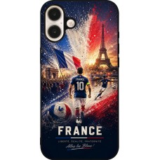 Coque iPhone 16 Plus - Silicone rigide noir Football France splash 2026