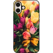 Coque iPhone 16 Plus - Silicone rigide noir Bouquet of tulips Spring 2026