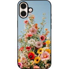 Coque iPhone 16 Plus - Silicone rigide noir Spring flowers 2026