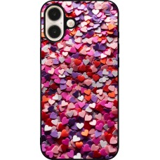 iPhone 16 Plus Case Hülle - Silikon schwarz Valentin 2025 Konfetti