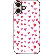 iPhone 16 Plus Case Hülle - Silikon schwarz Valentine 2022 Many pink hearts
