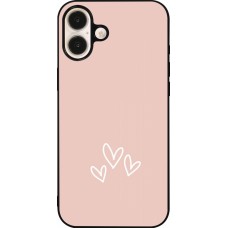 iPhone 16 Plus Case Hülle - Silikon schwarz Valentine 2023 three minimalist hearts