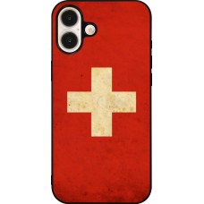 iPhone 16 Plus Case Hülle - Silikon schwarz Vintage Flag SWISS