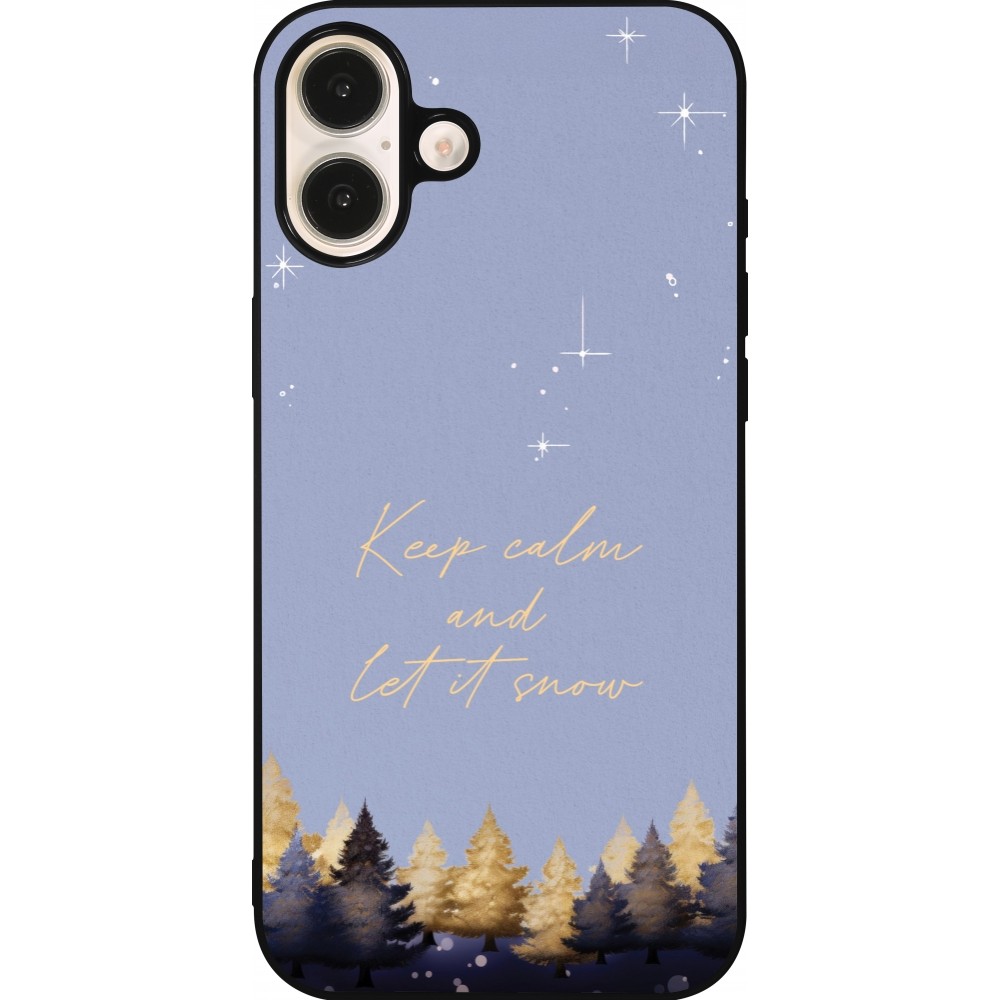 Coque iPhone 16 Plus - Silicone rigide noir Winter 25 Winter illustration of trees