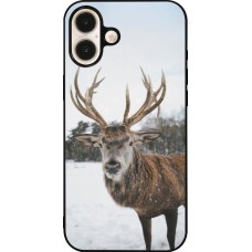 Coque iPhone 16 Plus - Silicone rigide noir Winter 25 Winter reindeer