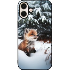 iPhone 16 Plus Case Hülle - Silikon schwarz Weihnachten 2023 Fuechslein Tanne
