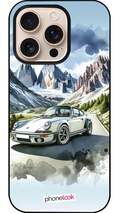 Coque iPhone 16 Pro - Porsche 911 Mountain Watercolor