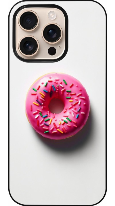 Coque iPhone 16 Pro - Weißer Hintergrund, pinker Donut