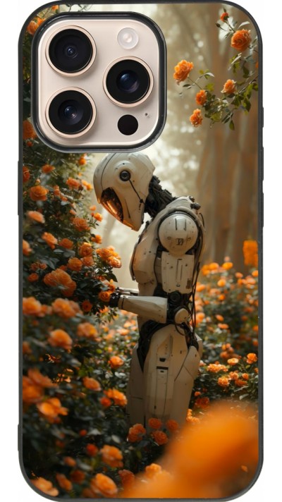 iPhone 16 Pro Case Hülle - Silikon schwarz Astronaut flowers 2025