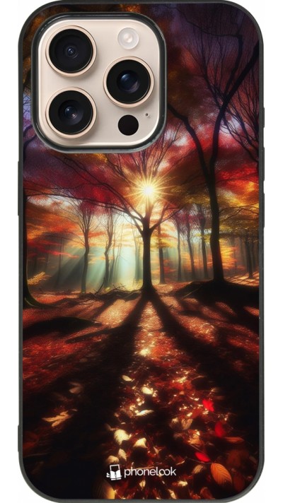 iPhone 16 Pro Case Hülle - Silikon schwarz Herbstlicher goldener Glanz
