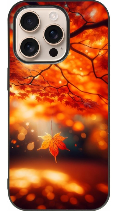 iPhone 16 Pro Case Hülle - Silikon schwarz Herbst Magisch Orange