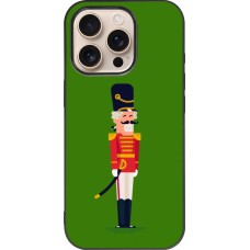 Coque iPhone 16 Pro - Silicone rigide noir Christmas 25 Nutcracker Green