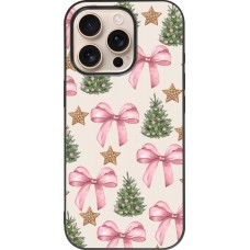 Coque iPhone 16 Pro - Silicone rigide noir Christmas 25 Vintage Ribbons