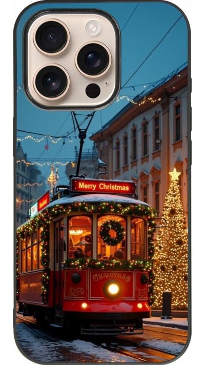 Coque iPhone 16 Pro - Silicone rigide noir Christmas 25 Xmas Train