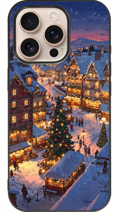 Coque iPhone 16 Pro - Silicone rigide noir Christmas 25 Xmas Village