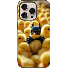Coque iPhone 16 Pro - Silicone rigide noir Easter 2026 Chicken Batman