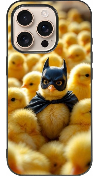 Coque iPhone 16 Pro - Silicone rigide noir Easter 2026 Chicken Batman