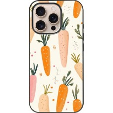 Coque iPhone 16 Pro - Silicone rigide noir Easter 2026 Illustration carrots