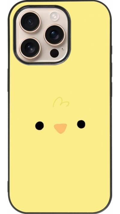 Coque iPhone 16 Pro - Silicone rigide noir Easter 2026 Little chicken