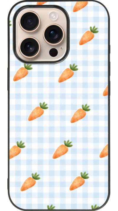 Coque iPhone 16 Pro - Silicone rigide noir Easter 2026 Pattern carrots
